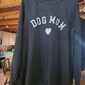 Dog Mom Heart Pullover Sweatshirt - Dark Charcoal